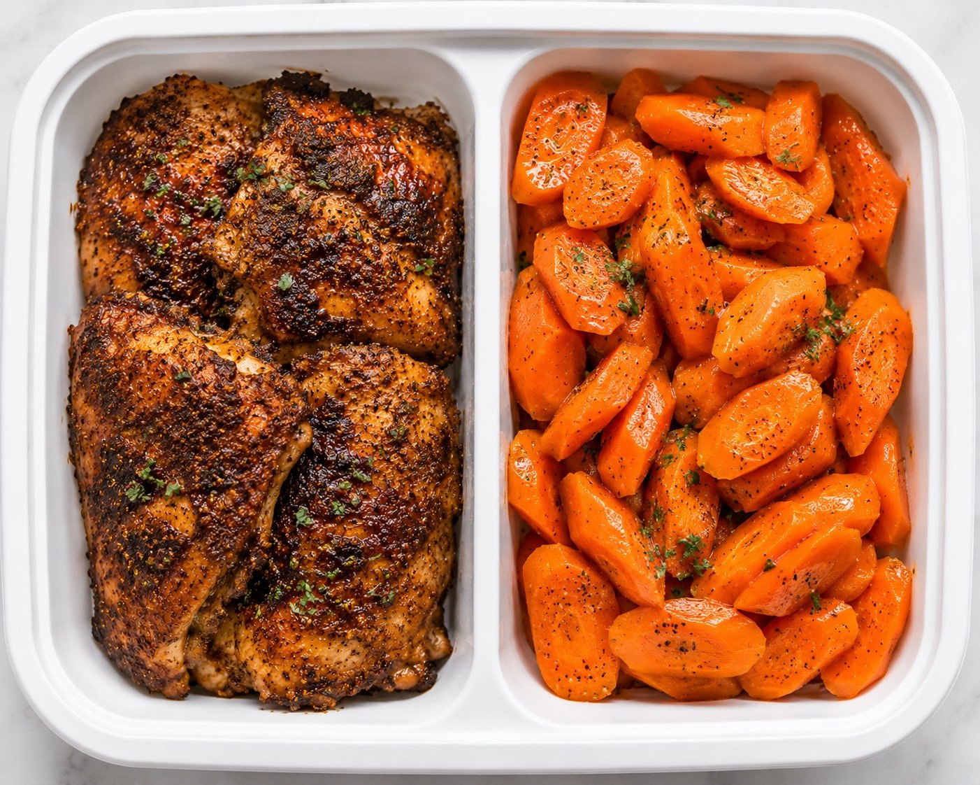 Blackened Cajun Chicken Thighs with Buttery Carrots