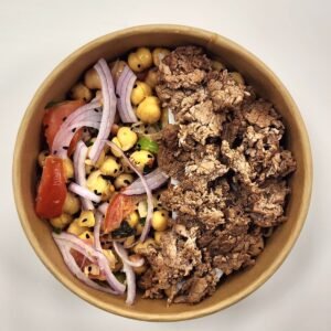 Grilled beef brisket Mediterranean chickpea salad