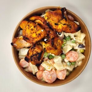 Grilled chicken creamy Russian salad