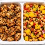 Oven-Baked Chicken Bites + Mango Chickpea Salad Oven-Baked Chicken Bites + Mango Chickpea Salad