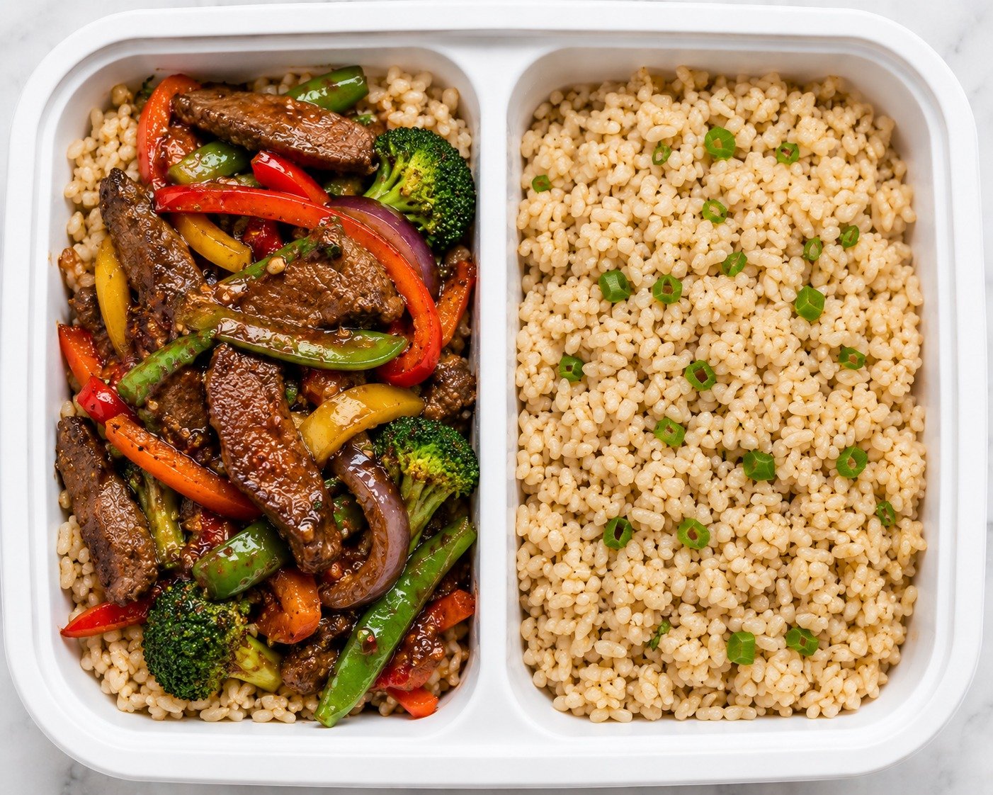 Sizzling Garden Beef Stir-Fry with Brown Rice